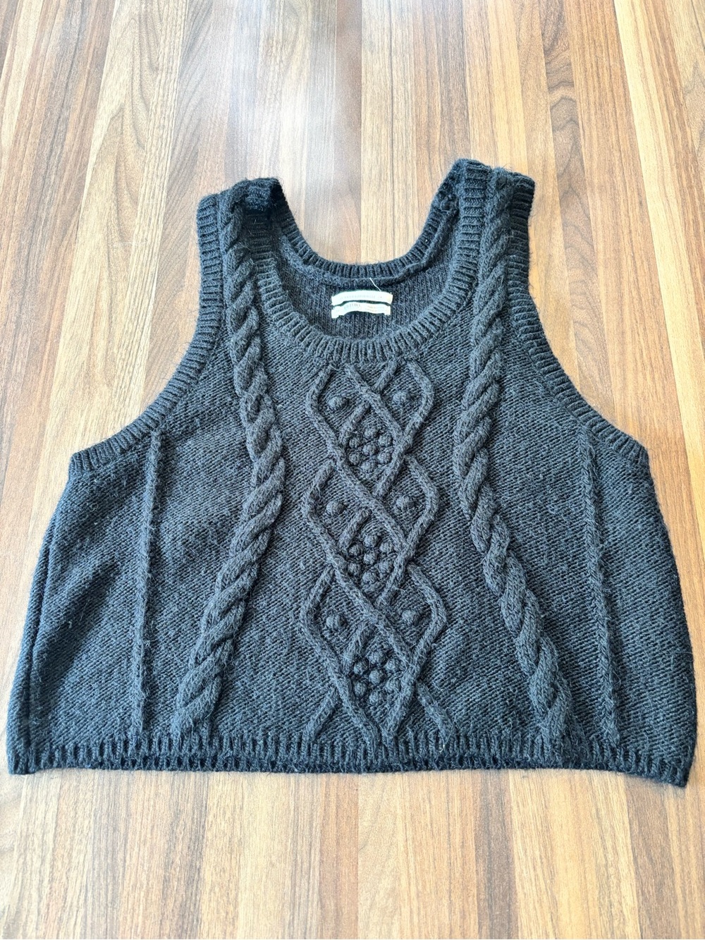 Anthropologie Black Cable Knit Sleeveless Sweater Vest